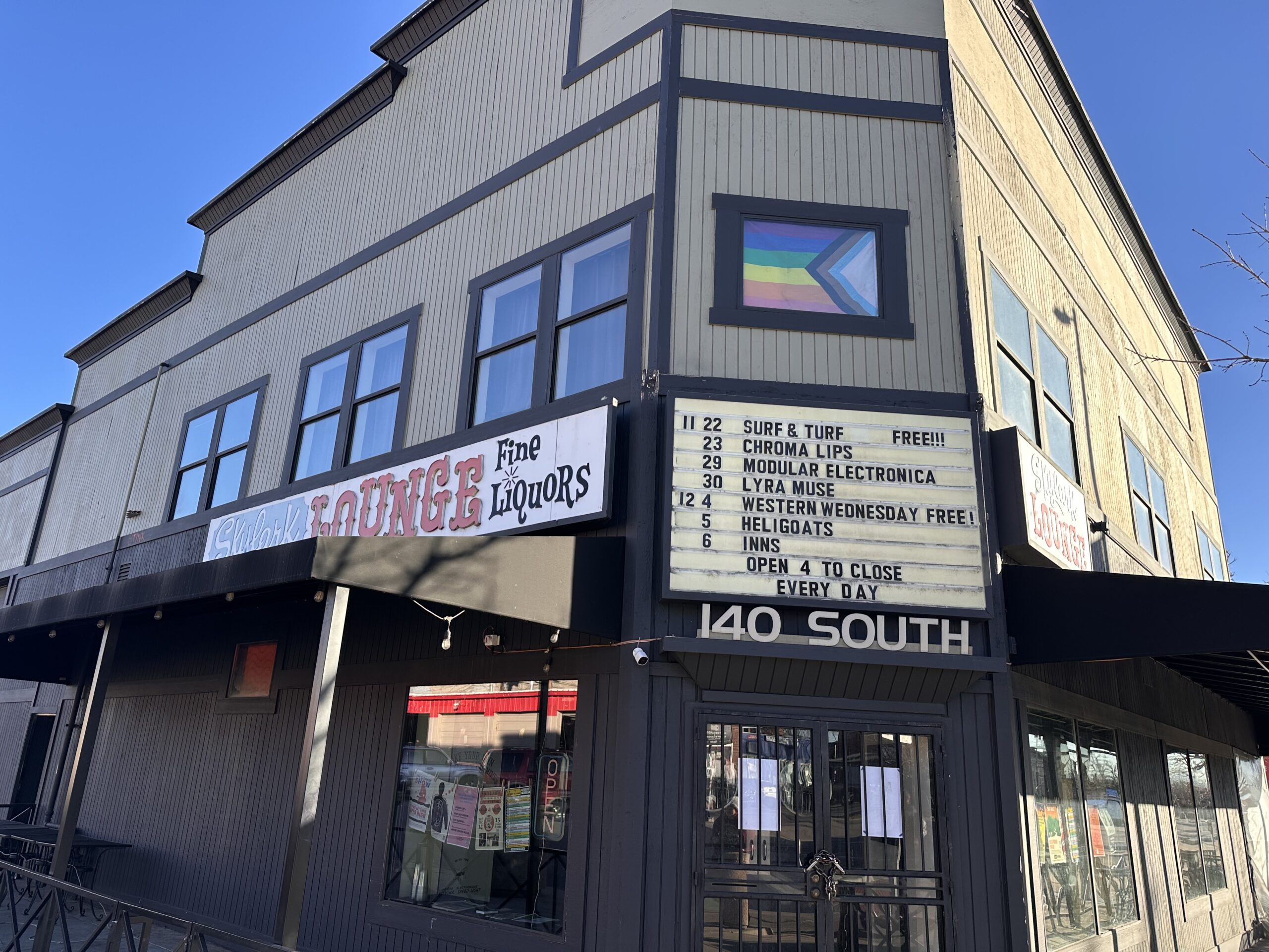 A picture of the facade of the Skylark Lounge in Denver, CO.